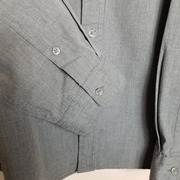 Old Navy Shirt Mens Size XL X-Large Gray Slim Fit Button Down Long Sleeve - Picture 5 of 9